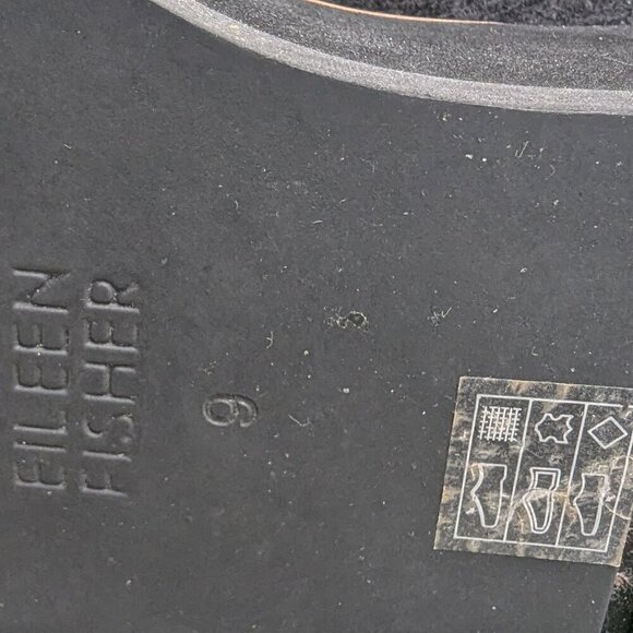 Eileen Fisher Crew Felted Lace-Up Bootie black wool comfy wedge heel zip 5.5 Sz9 - Picture 10 of 11